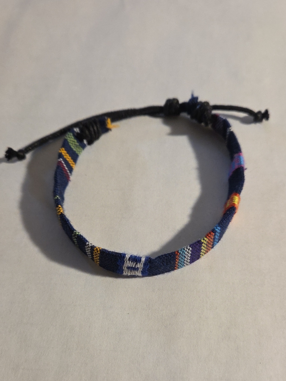 Woven Navy Multi-Stripe Adjustable Bracelet